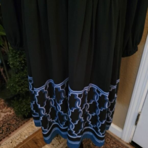 Lane Bryant Dress Party Cocktail Black Blue Geometric Print Size 18 1X - Picture 3 of 9